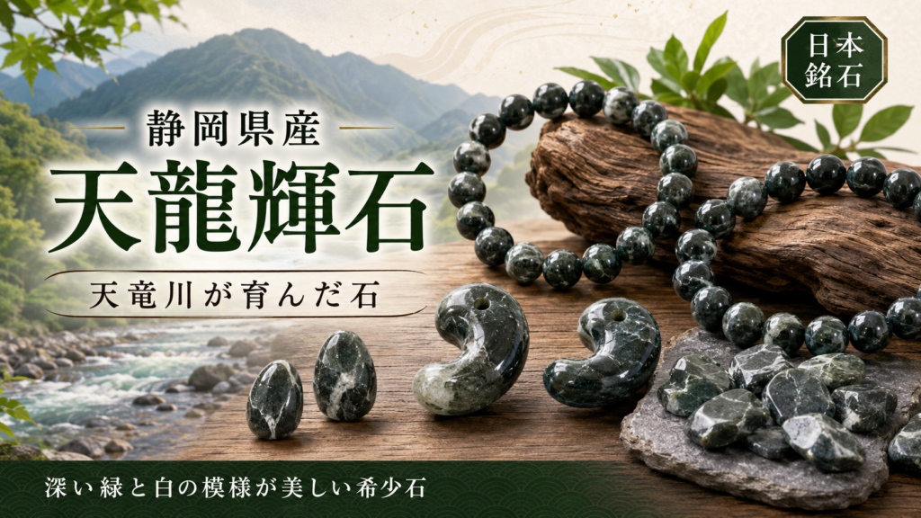 静岡県産 天龍輝石｜天龍川の流れを思わせる、深い緑の日本銘石