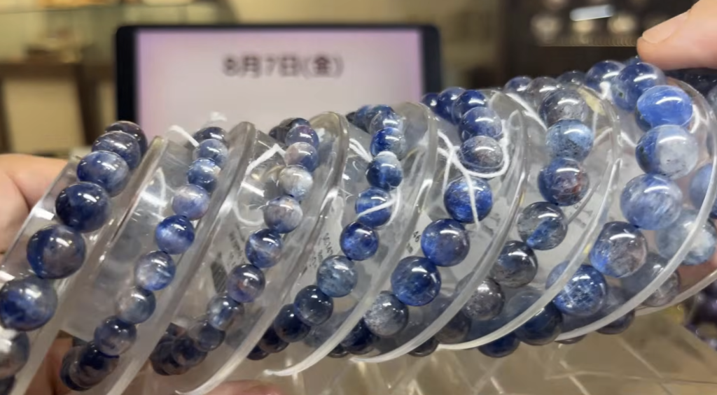 ルチルインカイヤナイト ブレスレット 7.5mmから11.5mmまでサイズ違い8本